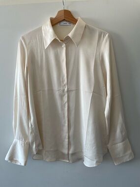 Mango Off-White Button-Up Shirt